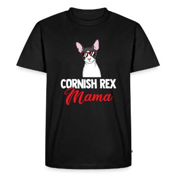Cornish Rex Mama Papa Chat Maman | Rex de Cornouailles - T-shirt Premium bio Homme - noir - Devant - Nico (187cm)
