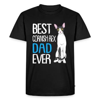 Cornish Rex Mama Papa Chat Maman | Rex de Cornouailles - T-shirt Premium bio Homme - noir - Devant - Nico (187cm)