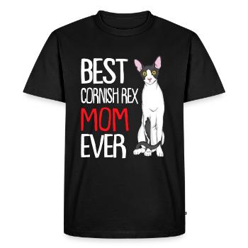 Cornish Rex Mama Papa Chat Maman | Rex de Cornouailles - T-shirt Premium bio Homme - noir - Devant - Nico (187cm)
