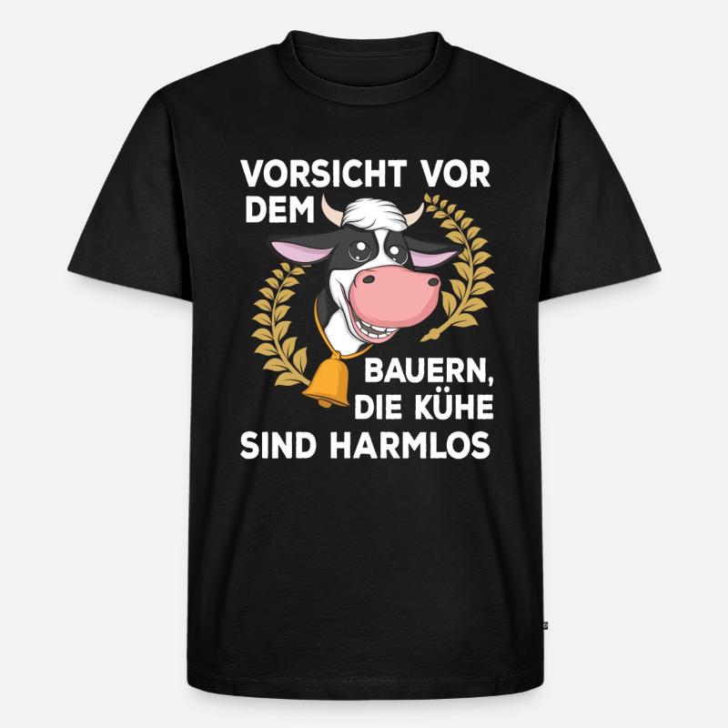 Landwirt Bauer Stall Kühe | Kuh - Männer Premium Bio T-Shirt - Schwarz