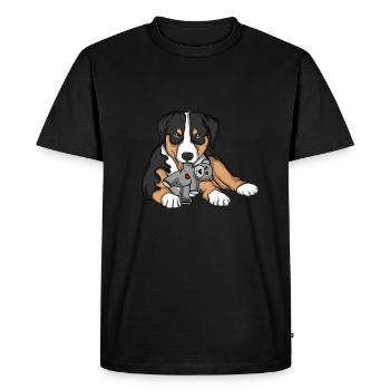 Appenzeller Mountain Dog Câlin Chien Jouet - T-shirt Premium bio Homme - noir - Devant - Nico (187cm)