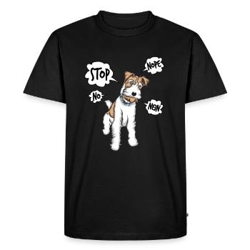Wirehair Fox Terrier Cheveux lisses Fox Terrier - T-shirt Premium bio Homme - noir - Devant - Nico (187cm)