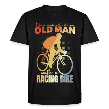 Bicycle Grandpa - Men's Premium Organic T-Shirt - black - Front - Nico (187cm)