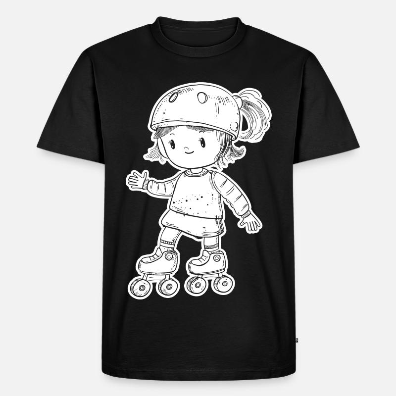 Rollschuhfahrerin - Männer Premium Bio T-Shirt - Schwarz
