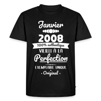 Anniversaire 18 ans - Janvier 2008 Original - T-shirt Premium bio Homme - noir - Devant - Nico (187cm)