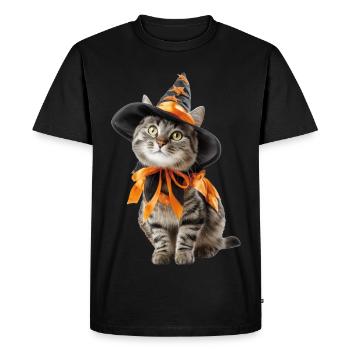 Déguisement de sorcier sorcier chat Halloween - T-shirt Premium bio Homme - noir - Devant - Nico (187cm)