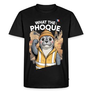 What the Seal Yellow Vest Humor Protest - Men's Premium Organic T-Shirt - black - Front - Nico (187cm)