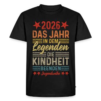 2026 The Year Legends End Childhood - Men's Premium Organic T-Shirt - black - Front - Nico (187cm)