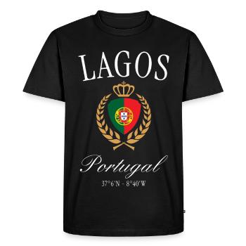 Lagos Portugal Coat of Arms Crown – Travel Souvenir - Men's Premium Organic T-Shirt - black - Front - Nico (187cm)