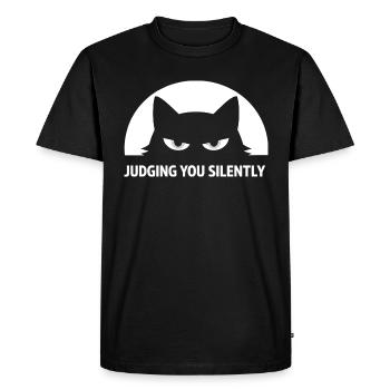 Funny Black Cat: I'm judging you in silence - Men's Premium Organic T-Shirt - black - Front - Nico (187cm)