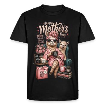 Llama Mom Cozy Flowers Coffee - Mother's Day - Men's Premium Organic T-Shirt - black - Front - Nico (187cm)