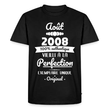 Anniversaire 18 ans - Août 2008 Original - T-shirt Premium bio Homme - noir - Devant - Nico (187cm)