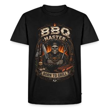 Maître BBQ Squelette Grillades -  Barbecue humour - T-shirt Premium bio Homme - noir - Devant - Nico (187cm)