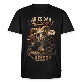 Aries Dad: Café et Feu Astral - Zodiaque - T-shirt Premium bio Homme - noir - Devant - Nico (187cm)