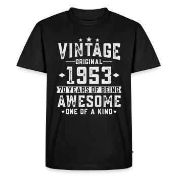 70 ans 70 ans millésime 1953 - T-shirt Premium bio Homme - noir - Devant - Nico (187cm)