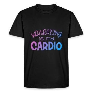 Serveuse au bar du restaurant - T-shirt Premium bio Homme - noir - Devant - Nico (187cm)