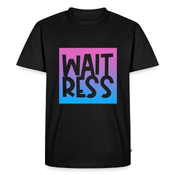 Serveuse au bar du restaurant - T-shirt Premium bio Homme - noir - Devant - Nico (187cm)