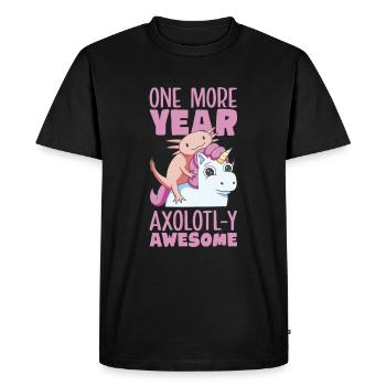 Axolotl Fête d’anniversaire - T-shirt Premium bio Homme - noir - Devant - Nico (187cm)