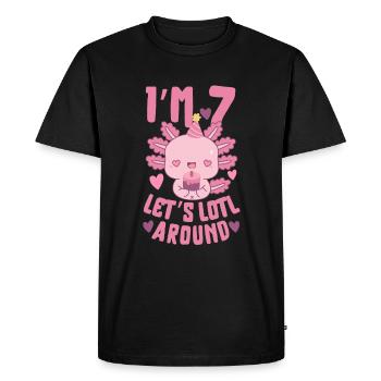 Fête d’anniversaire d’Axolotl - T-shirt Premium bio Homme - noir - Devant - Nico (187cm)