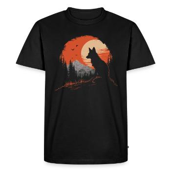 Tête de renard Forêt Animal Nature Arbres bébé renard - T-shirt Premium bio Homme - noir - Devant - Nico (187cm)