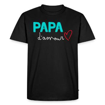 Papa D'Amour Le Papa Le Plus Gentil Du Monde - T-shirt Premium bio Homme - noir - Devant - Nico (187cm)