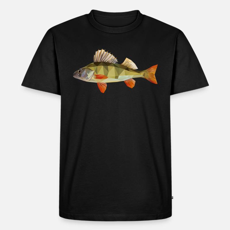Low poly Barsch - Männer Premium Bio T-Shirt - Schwarz
