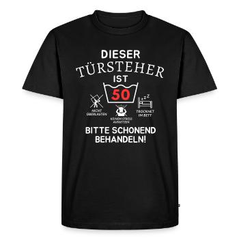 Ce transat a 50 ans. Traitez en douceur - T-shirt Premium bio Homme - noir - Devant - Nico (187cm)
