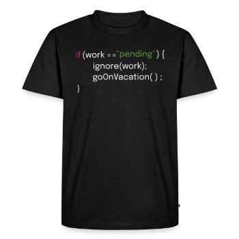 Vacation and Coding Design - Men's Premium Organic T-Shirt - black - Front - Nico (187cm)