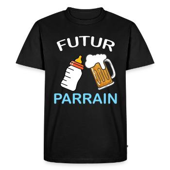 Parrain Annonce Naissance Frère Cadeau Homme - T-shirt Premium bio Homme - noir - Devant - Nico (187cm)