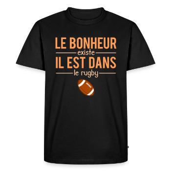 Le Bonheur Existe il Est Dans Le Rugby Sport - T-shirt Premium bio Homme - noir - Devant - Nico (187cm)