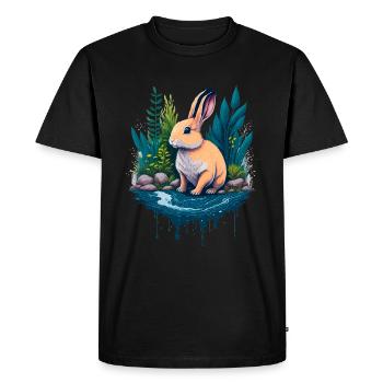Beautiful illustration of a rabbit - Men's Premium Organic T-Shirt - black - Front - Nico (187cm)