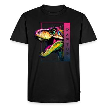Dynamic Velociraptor - Oeuvre d’art Roaring Raptor - T-shirt Premium bio Homme - noir - Devant - Nico (187cm)