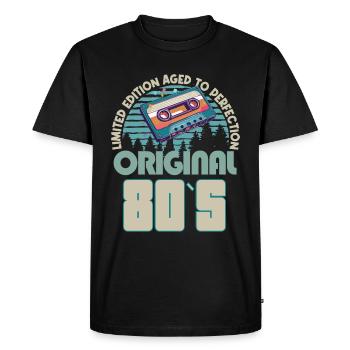 40e anniversaire, années quatre-vingt - T-shirt Premium bio Homme - noir - Devant - Nico (187cm)