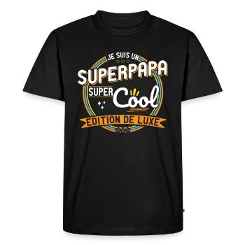Je suis un Super Papa super cool - Fête des Pères - T-shirt Premium bio Homme - noir - Devant - Nico (187cm)