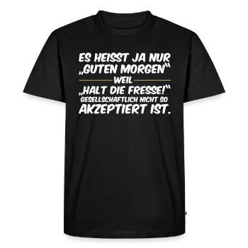 Bonjour, Shut up - T-shirt Premium bio Homme - noir - Devant - Nico (187cm)