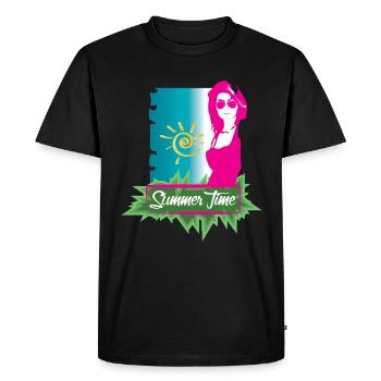 L'heure d'été avec une fille sexy porte des lunettes de soleil - T-shirt Premium bio Homme - noir - Devant - Nico (187cm)