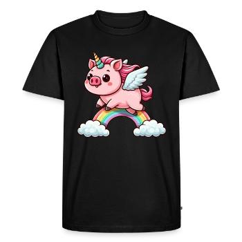 Pig Unicorn Piggycorn Funny Animals - Men's Premium Organic T-Shirt - black - Front - Nico (187cm)