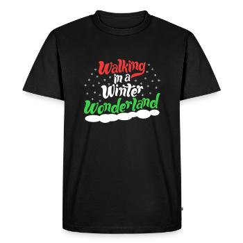 Marcher dans un pays des merveilles d'hiver - Noël Xmas - T-shirt Premium bio Homme - noir - Devant - Nico (187cm)