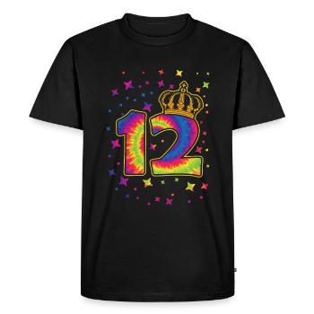 Tie-dye fête d’anniversaire 12 ans 12 ans - T-shirt Premium bio Homme - noir - Devant - Nico (187cm)