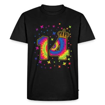 Tie-dye fête d’anniversaire 14 ans 14 ans - T-shirt Premium bio Homme - noir - Devant - Nico (187cm)