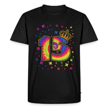 Tie-dye fête d’anniversaire 15 ans 15 ans - T-shirt Premium bio Homme - noir - Devant - Nico (187cm)