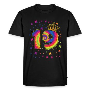 Tie-dye fête d’anniversaire 19 ans 19 ans - T-shirt Premium bio Homme - noir - Devant - Nico (187cm)