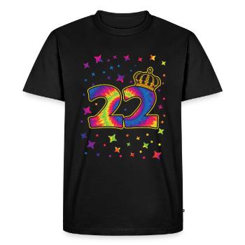 Tie-dye 22ème fête d’anniversaire 22 ans - T-shirt Premium bio Homme - noir - Devant - Nico (187cm)