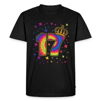 Tie-dye fête d’anniversaire 17 ans 17 ans - T-shirt Premium bio Homme - noir - Devant - Nico (187cm)