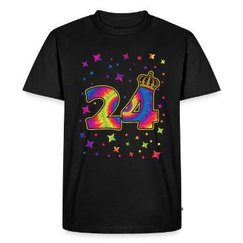 Tie-dye fête d’anniversaire 24 ans 24 ans - T-shirt Premium bio Homme - noir - Devant - Nico (187cm)