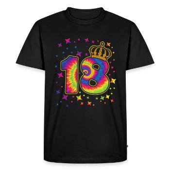 Tie-dye fête d’anniversaire 18 ans 18 ans - T-shirt Premium bio Homme - noir - Devant - Nico (187cm)