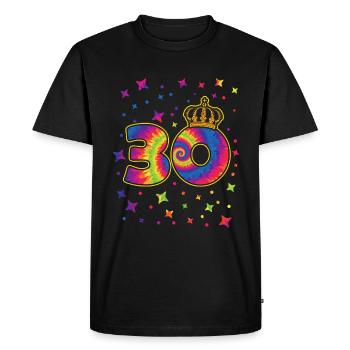 Tie-dye Fête du 30e anniversaire 30 ans - T-shirt Premium bio Homme - noir - Devant - Nico (187cm)