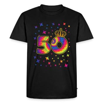 Tie-dye fête d’anniversaire 50 ans 50 ans - T-shirt Premium bio Homme - noir - Devant - Nico (187cm)