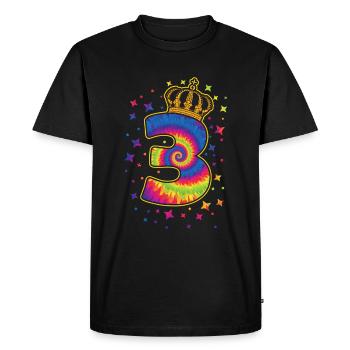 Tie-dye 3ème fête d’anniversaire 3 ans - T-shirt Premium bio Homme - noir - Devant - Nico (187cm)