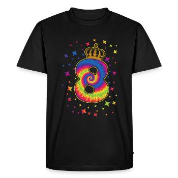 Tie-dye fête d’anniversaire 8 ans - T-shirt Premium bio Homme - noir - Devant - Nico (187cm)